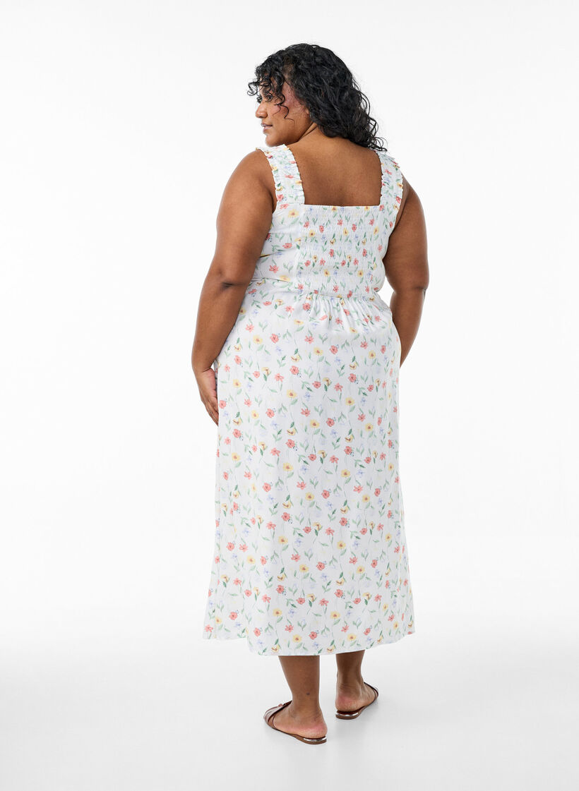 Sommerkleid mit breiten Tr&auml;gern, Wei&szlig;, Model image number 1