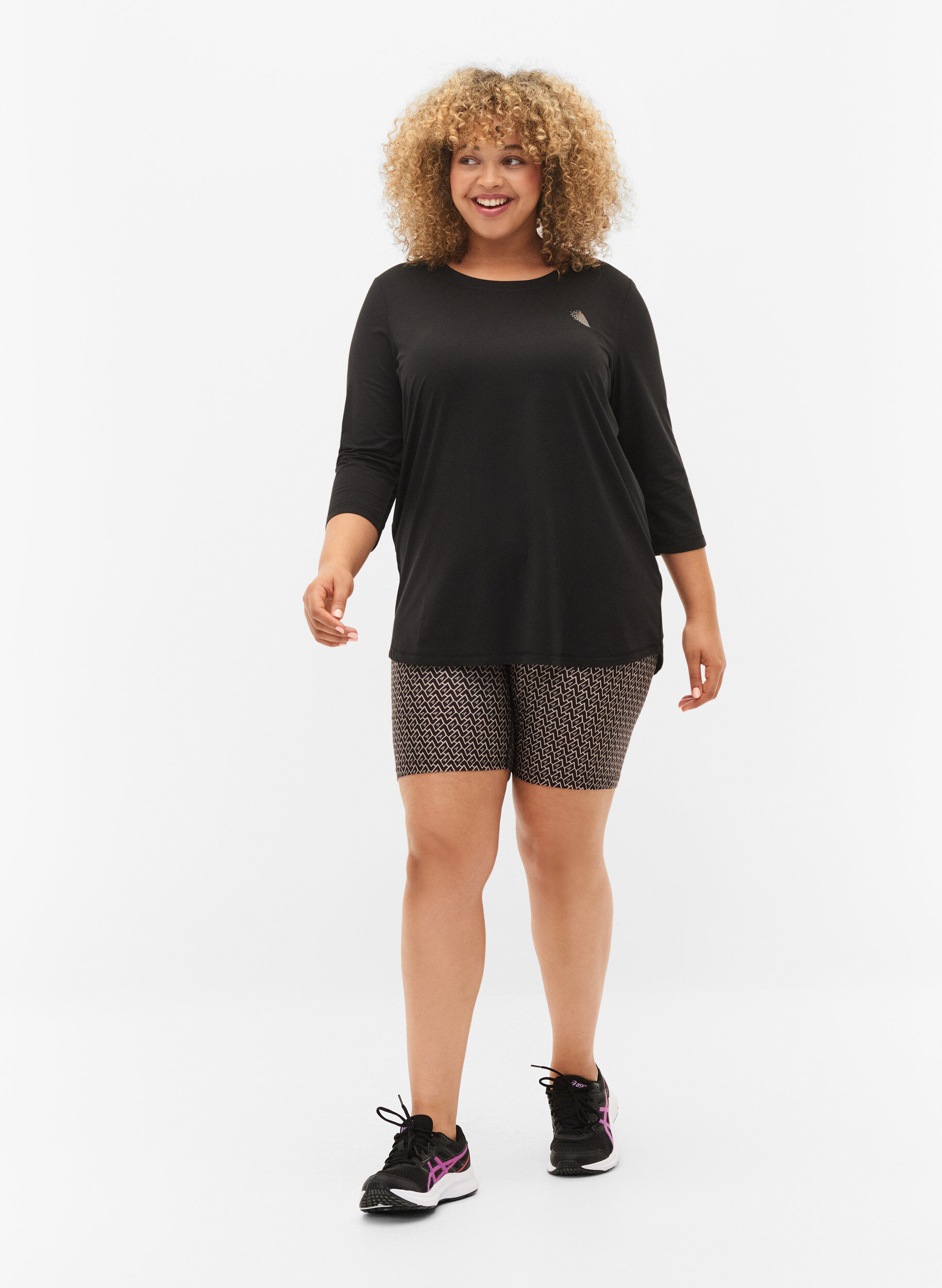 ZizziTrainingstop mit 3/4 &Auml;rmeln, Schwarz, Model image number 1