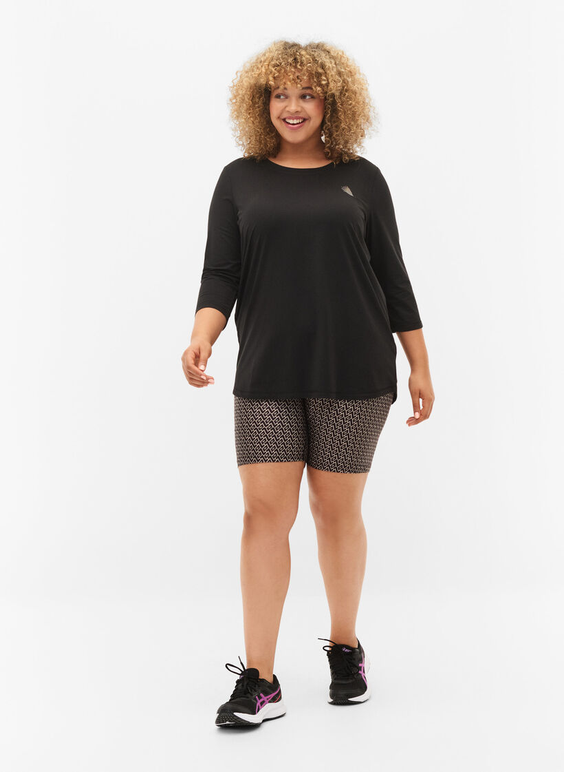 Trainingstop mit 3/4 Ärmeln, Schwarz, Model image number 1