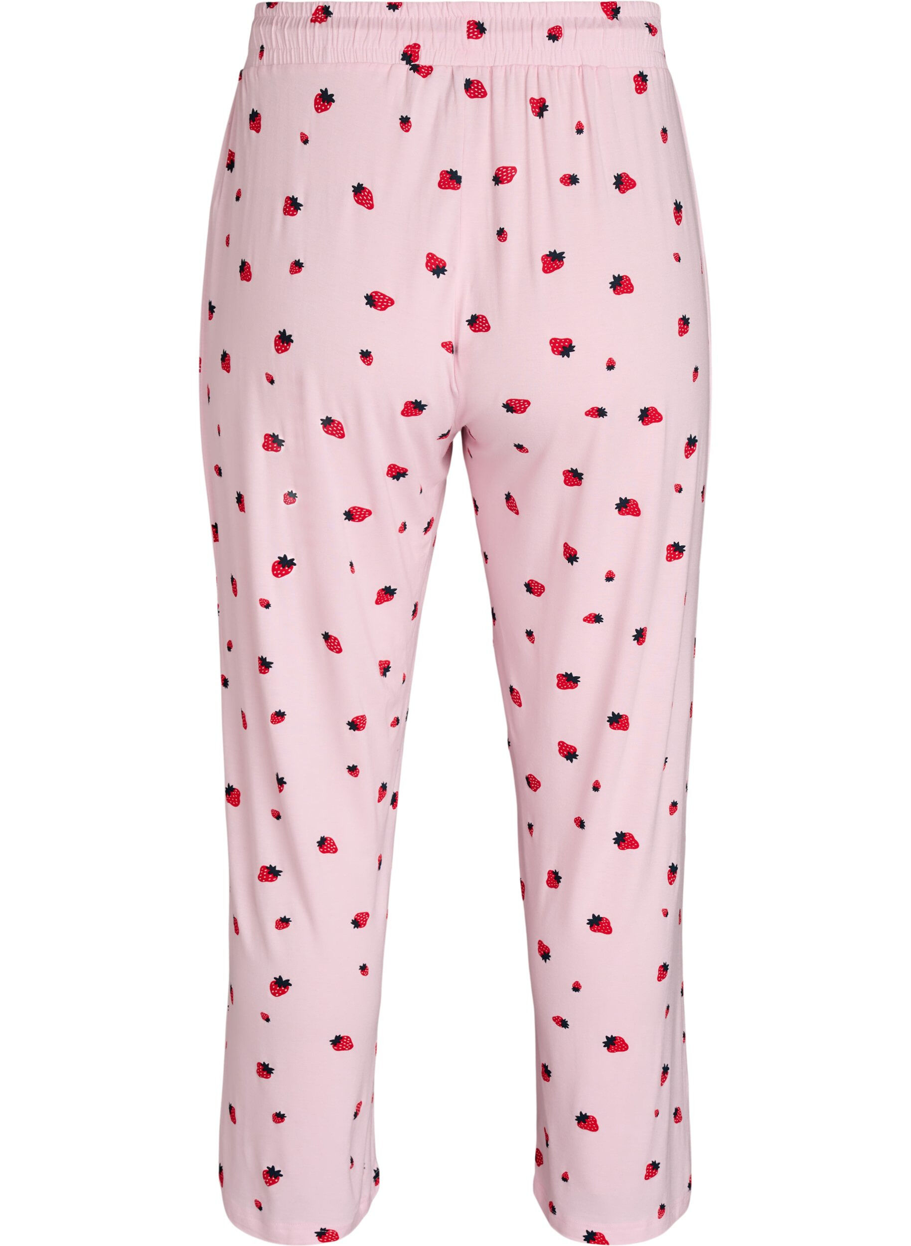 ZizziPyjamahose aus weichem Jersey mit hoher Taille und Frucht-Print, Rot, Packshot image number 1