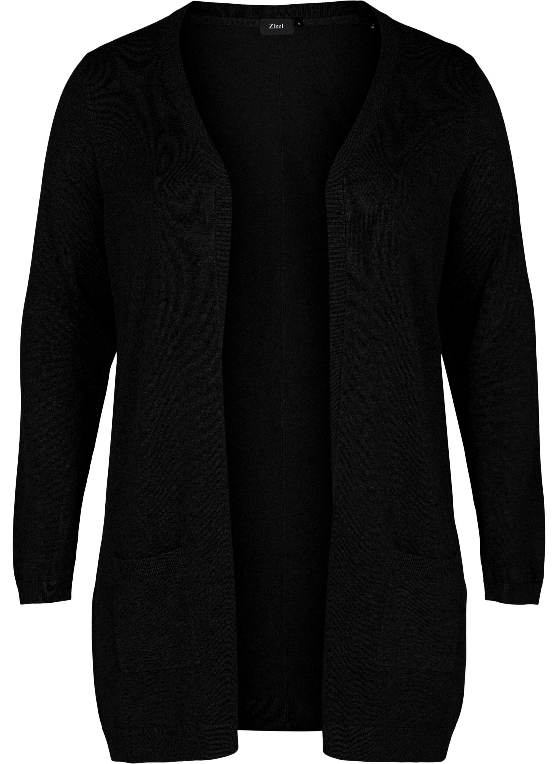 ZizziLange Strickjacke aus einer Viskosemischung, Schwarz, Packshot image number 0