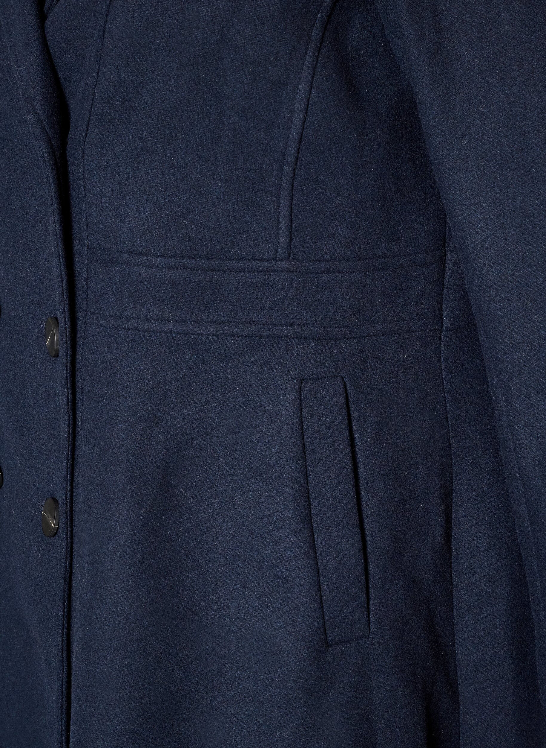 ZizziA-line wool coat with pockets, Blue, Packshot image number 3