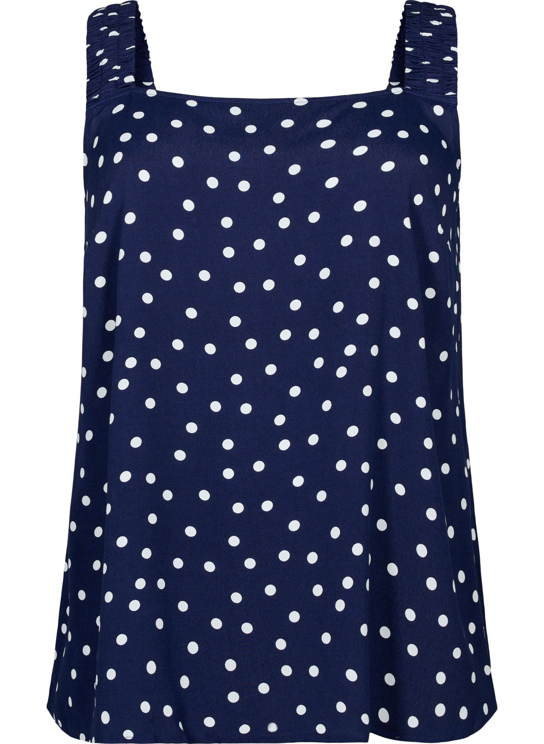 ZizziBedrucktes Viskosetop mit A-Linie, Peacoat Dot, Packshot image number 0