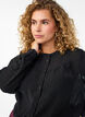 Bluse mit strukturiertem Punktemuster und Stickereidetails, Schwarz, Model image number 3