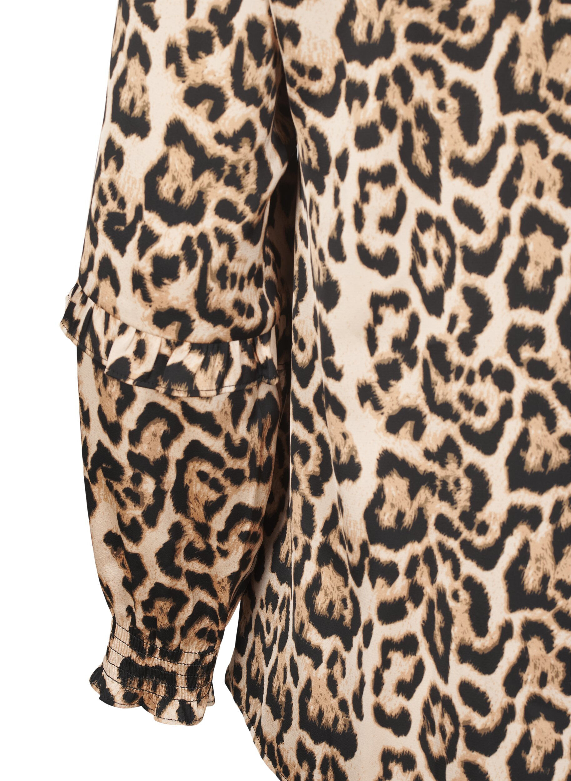 ZizziBluse mit Smok-Einsatz und Leopardenmuster, Braun, Packshot image number 3