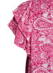 Gemusterte Bluse aus Viskose mit R&uuml;schendetails, Pink, Packshot image number 3