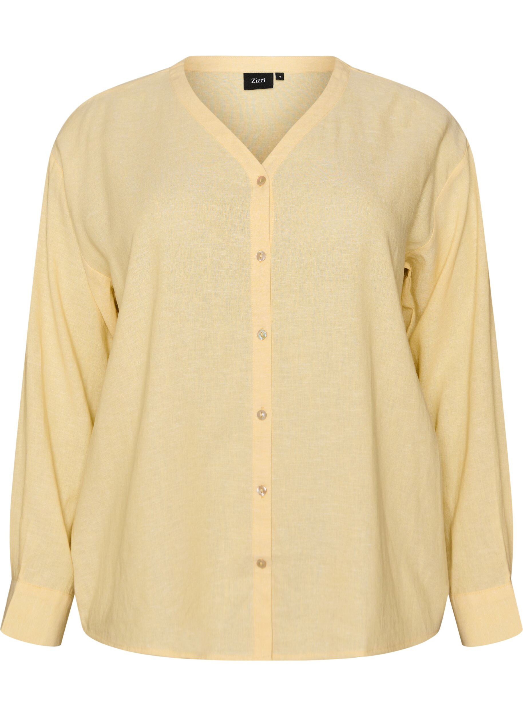 Bluse aus Leinen und Viskose mit V-Ausschnitt