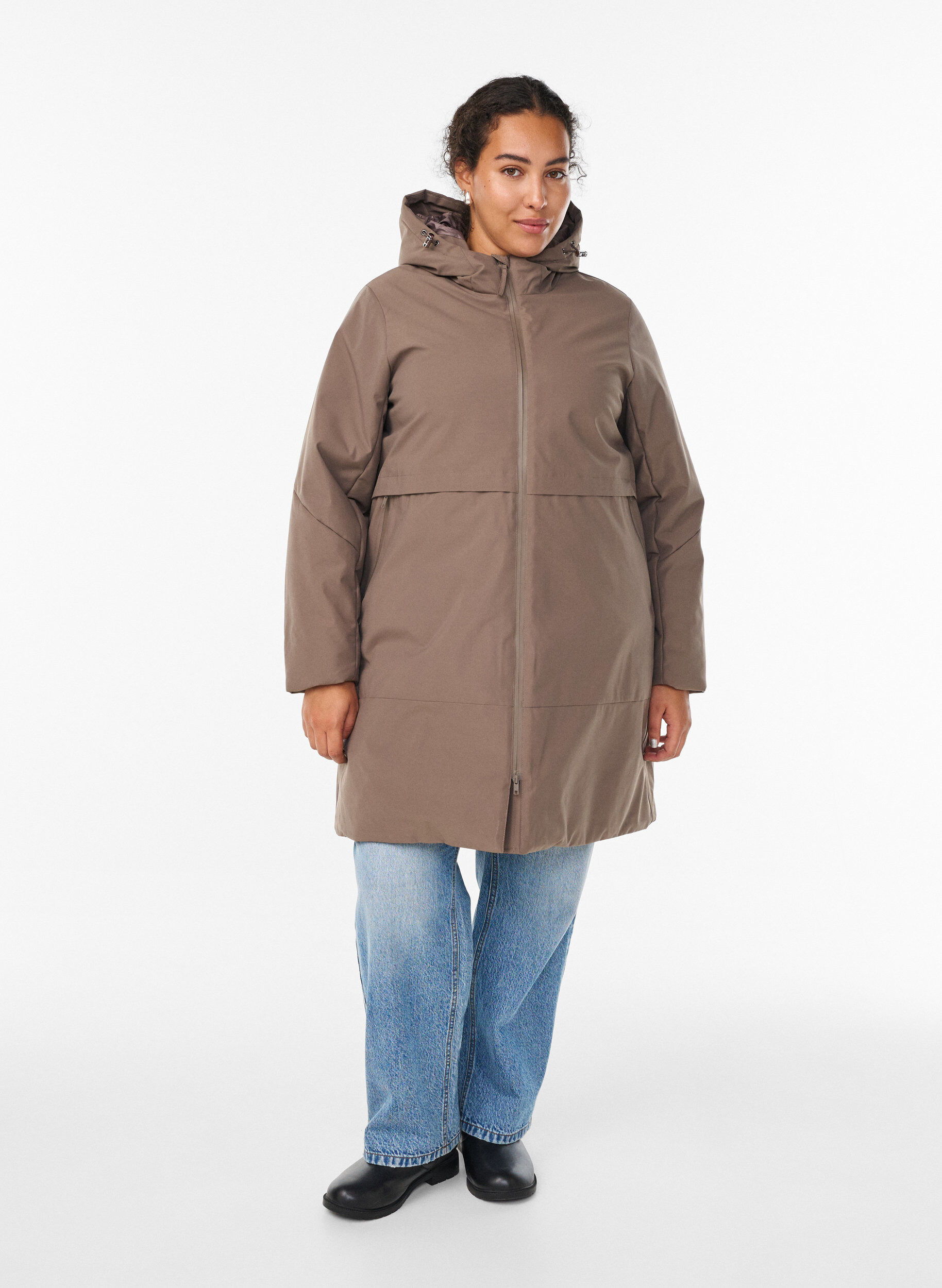 ZizziWinterjacke mit verstellbarer Taille, Braun, Model image number 1