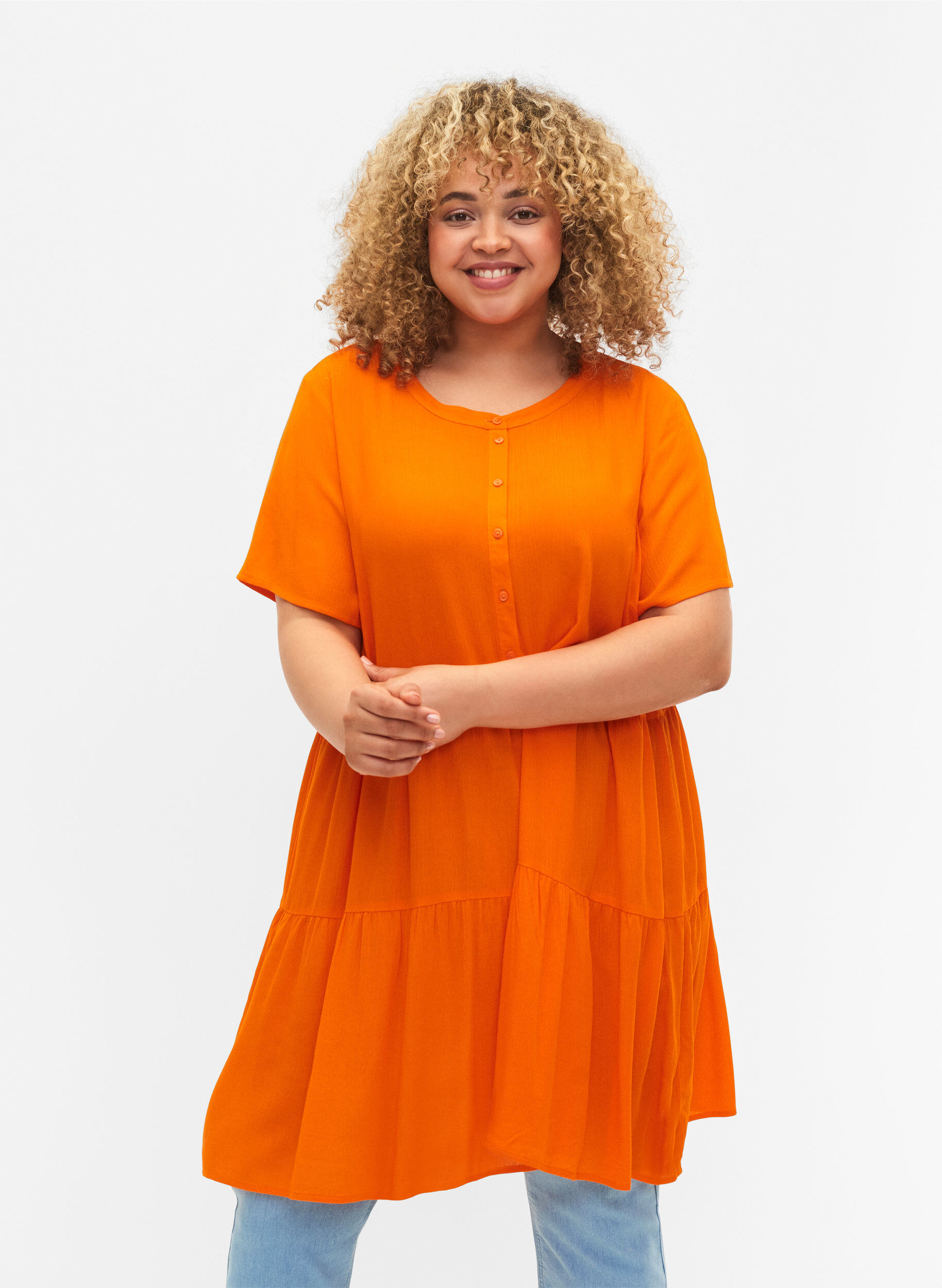 ZizziKurzarm-Kleid aus Viskose mit A-Linie, Exuberance, Model image number 0