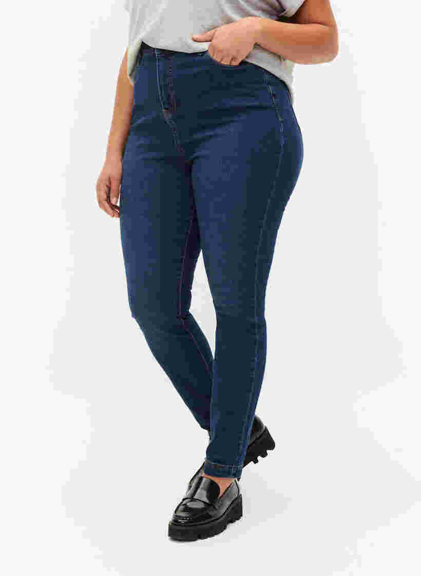 Hochtaillierte Bea-Jeans mit Super Slim Fit, Blue denim, Model image number 2