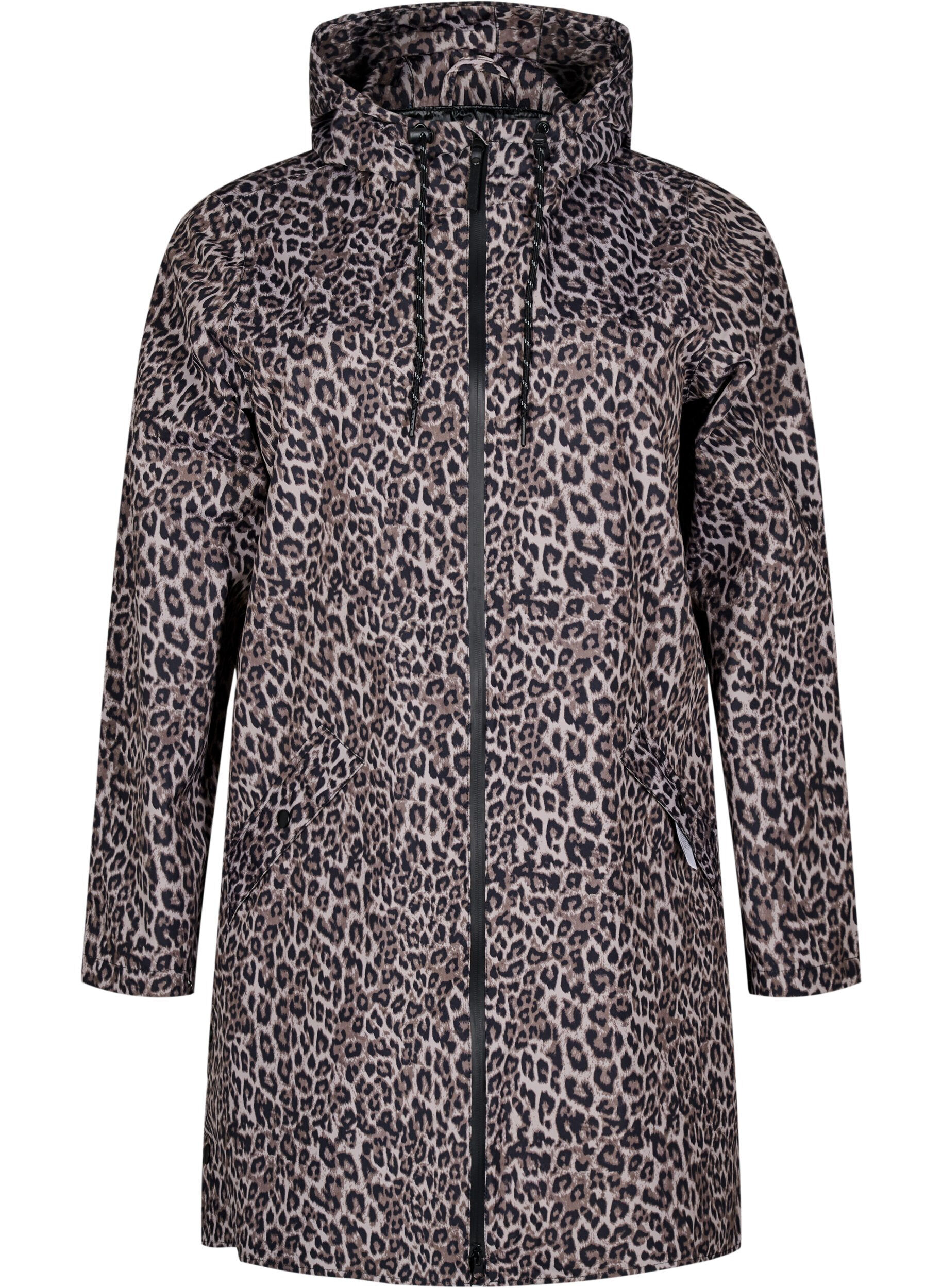 ZizziRegenjacke mit Taschen und Kapuze, Braun, Packshot image number 0