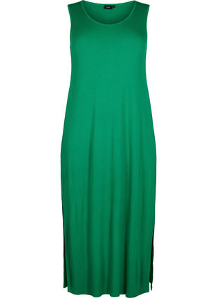 Ärmelloses geripptes Kleid aus Viskose, Jolly Green, Packshot image number 0