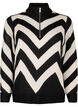 Hochgeschlossener Strickpullover mit Reißverschluss, Black Birch Stripe, Packshot image number 0