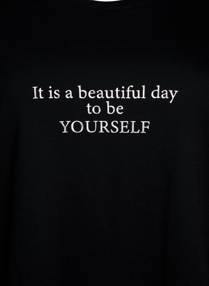 T-Shirt mit Print, Schwarz, Packshot image number 2