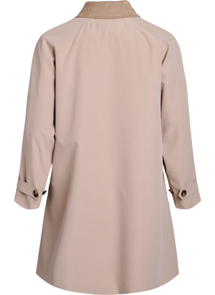 Fr&uuml;hlingsjacke mit Kragen aus Wildlederimitat und verdeckter Knopfleiste, Beige, Packshot