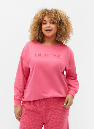 Sweatshirt aus Baumwolle mit aufgedrucktem Text, Hot P. w. Lesuire S., Model image number 0