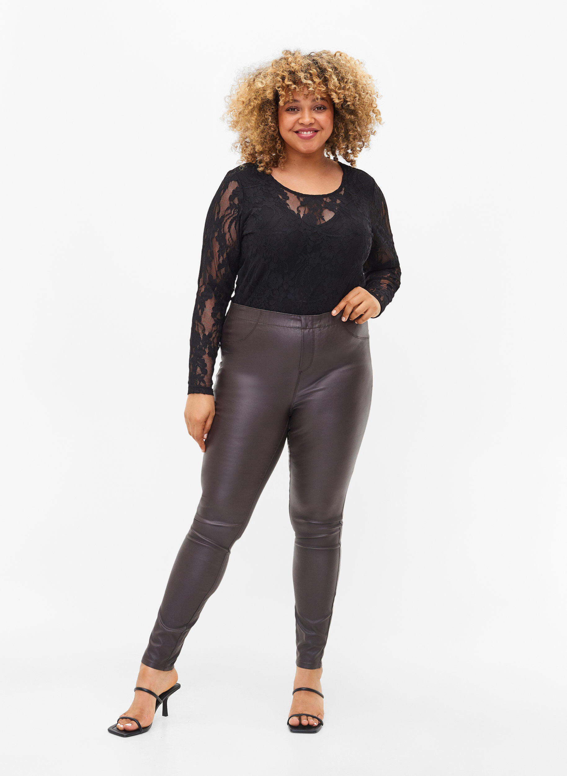 ZizziBeschichtete Leggings aus Viskosemix, After Dark, Model image number 0