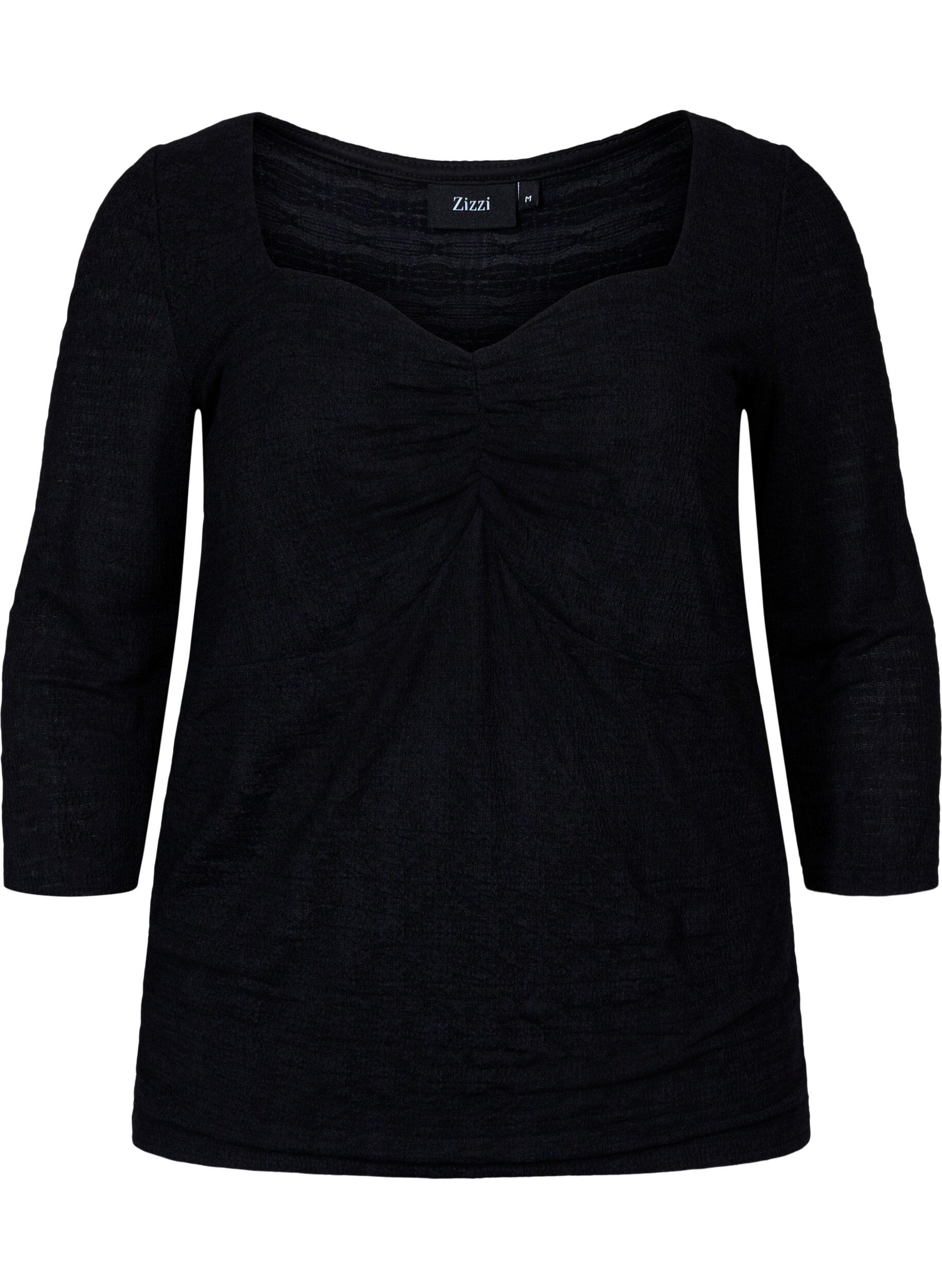 ZizziEnge Bluse mit R&uuml;schendetail, Black, Packshot image number 0