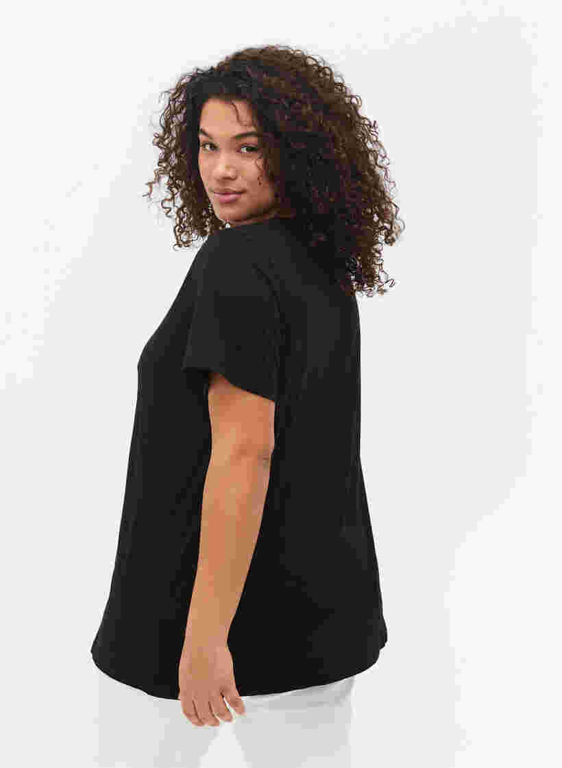 Kurzärmeliges T-Shirt aus Baumwolle mit Druck, Black W. Love , Model image number 1