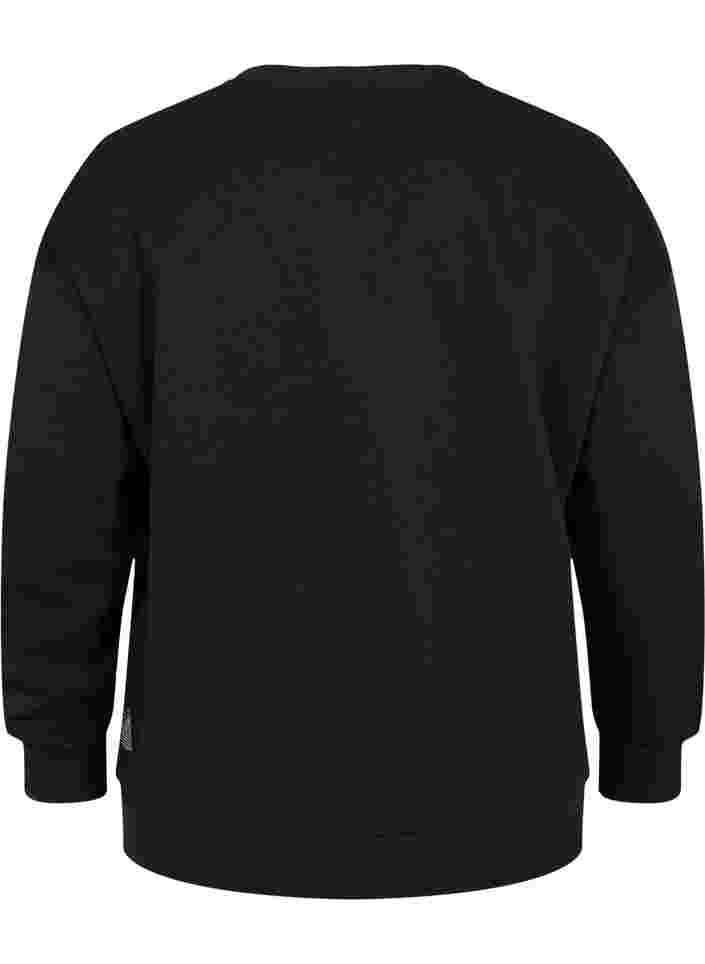 Sweatshirt mit sportlichem Aufdruck, Black, Packshot image number 1