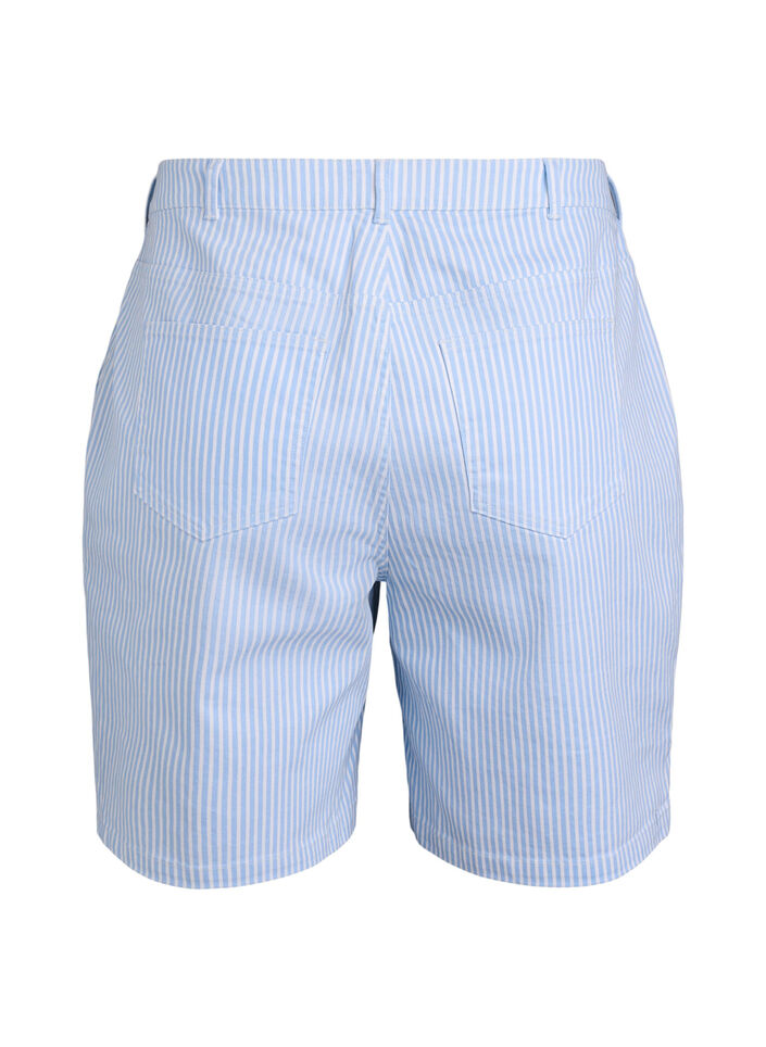 Bermuda-Shorts mit hohem Bund und Streifenmuster, Blau, Packshot image number 1