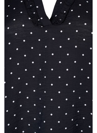 Punktebluse mit 3/4-Ärmeln aus Viskose, Black Dot, Packshot image number 2