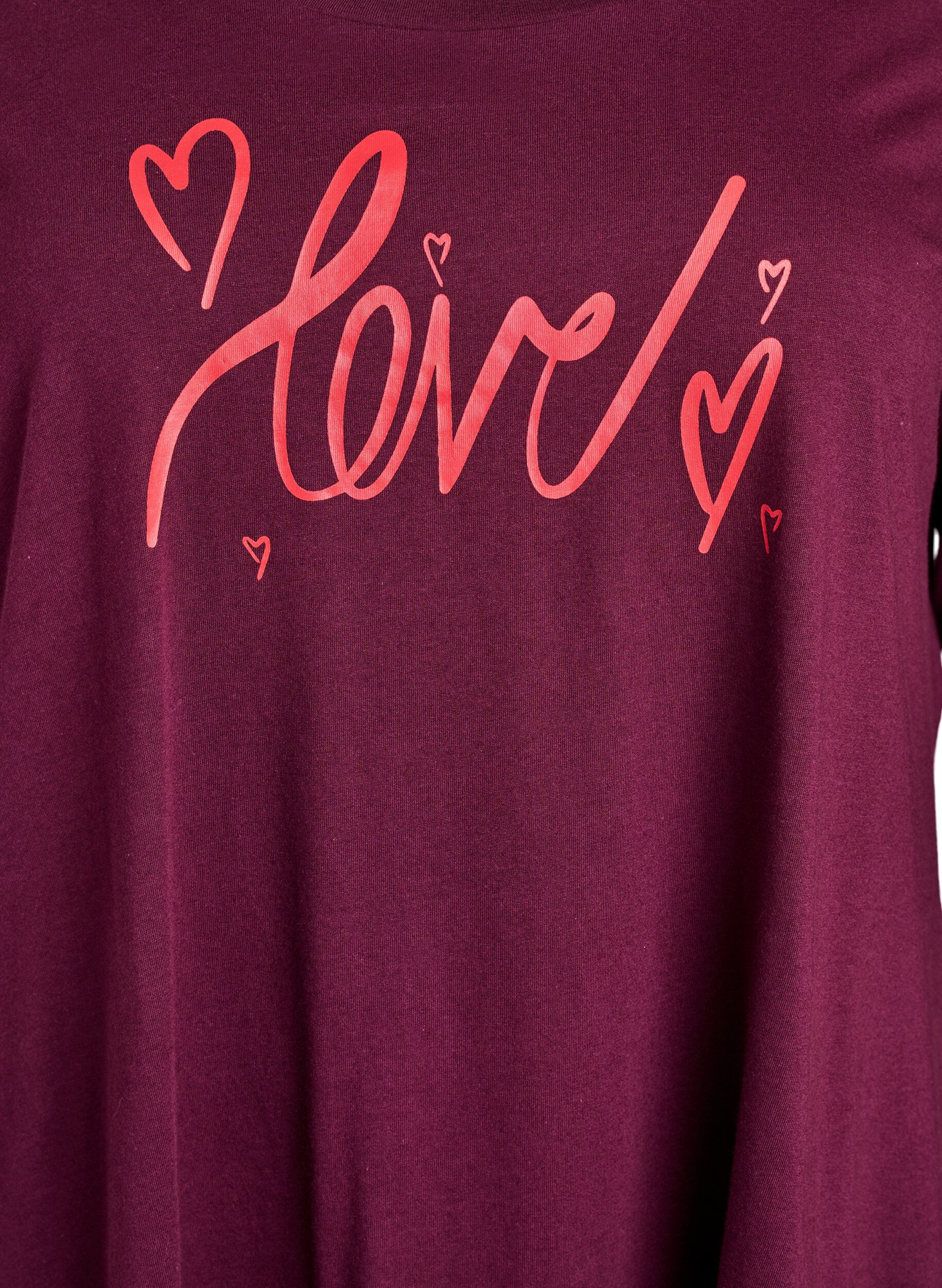 ZizziLang&auml;rmliges Nachthemd aus Bio-Baumwolle, Dunkles Bordeaux, Packshot image number 2