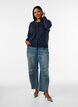 Feinstrick-Strickjacke mit Rundhalsausschnitt, Blau, Model image number 1