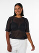 Top aus Mesh mit kurzen &Auml;rmeln und Rundhalsausschnitt, Schwarz, Model image number 0