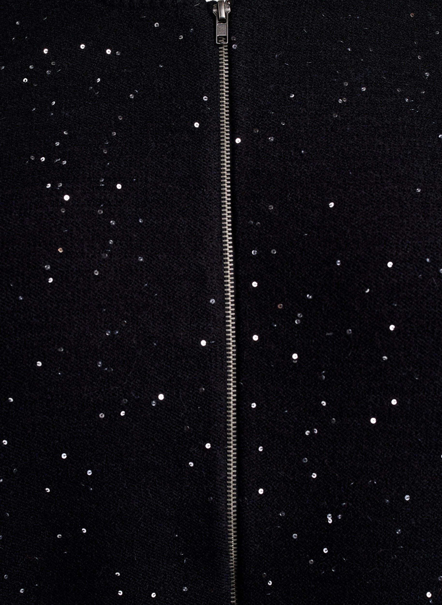 ZizziStrickjacke mit Rei&szlig;verschluss und Pailletten, Schwarz, Packshot image number 2