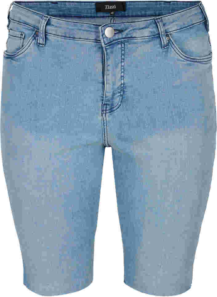 Lange Denim Shorts aus Baumwolle, Blue denim, Packshot image number 0