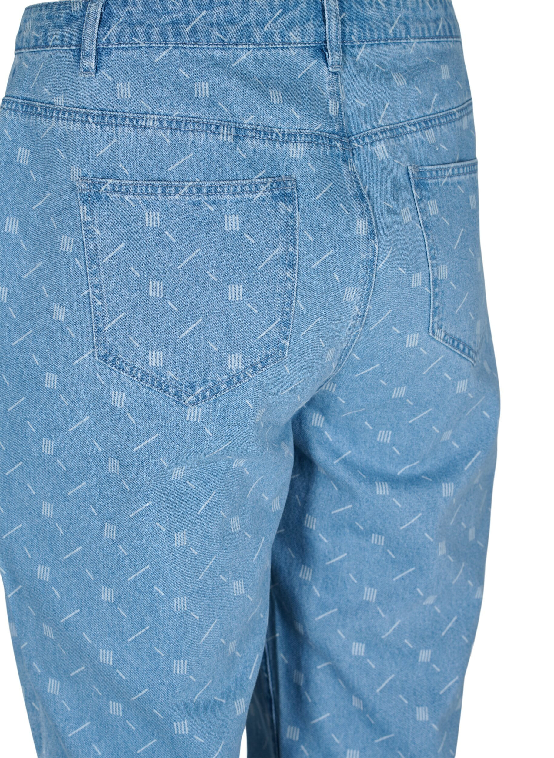 ZizziMille Mom Fit Jeans mit Print, Light blue denim, Packshot image number 3