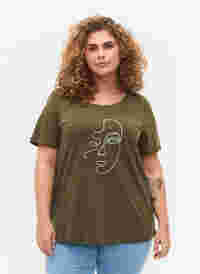 T-Shirt mit Glitzerprint aus Baumwolle, Ivy G. Shimmer Face, Model