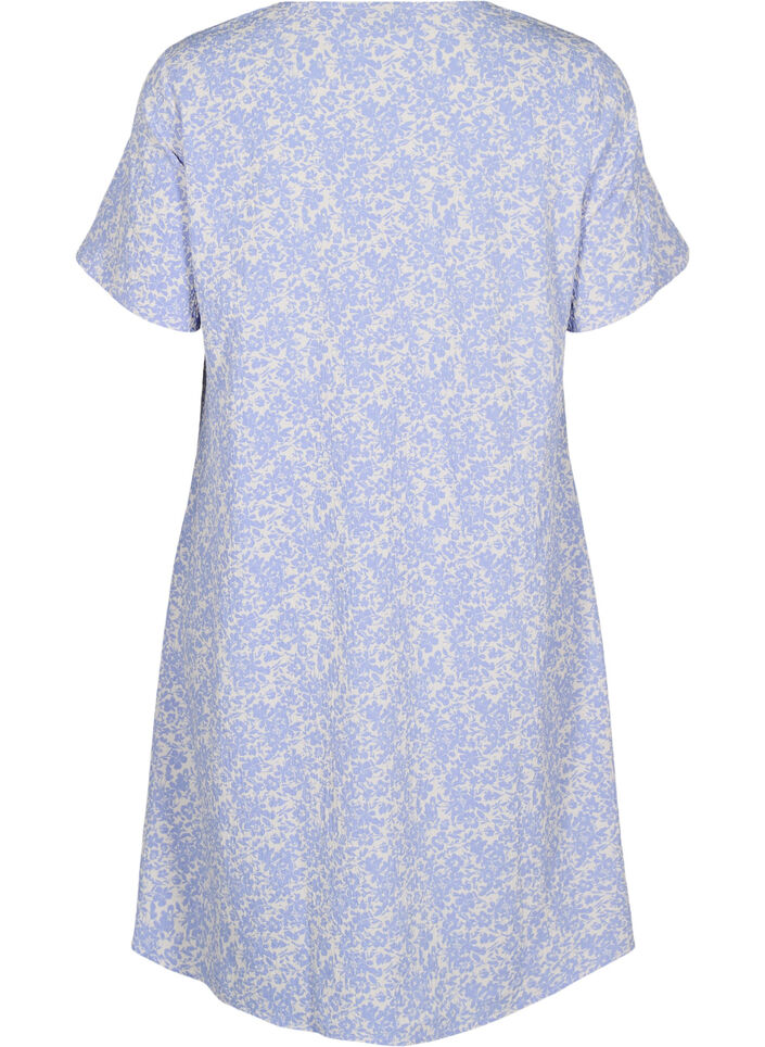 Kleid mit kurzen &Auml;rmeln und V-Ausschnitt, Blau, Packshot image number 1