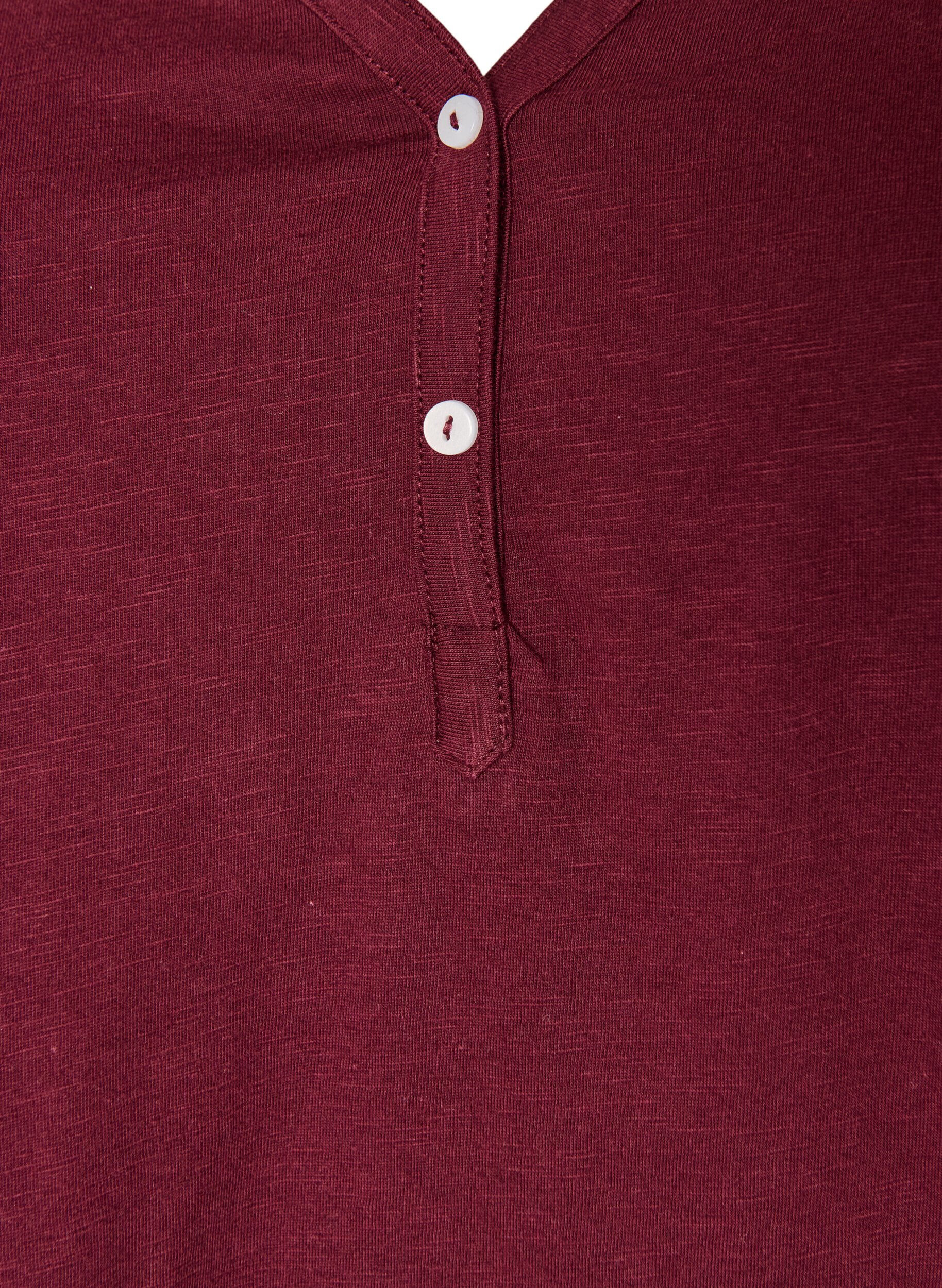 ZizziLangarmshirt mit V-Ausschnitt und Kn&ouml;pfen, Rot, Packshot image number 2