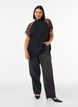 Bluse mit kurzen &Auml;rmeln aus Spitze und hohem Kragen, Schwarz, Model image number 1
