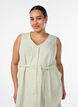 &Auml;rmelloses gestreiftes Midikleid aus Leinen und Viskose, Gr&uuml;n, Model image number 2