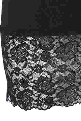 Langes Baumwolltop mit Spitzensaum, Black, Packshot image number 2