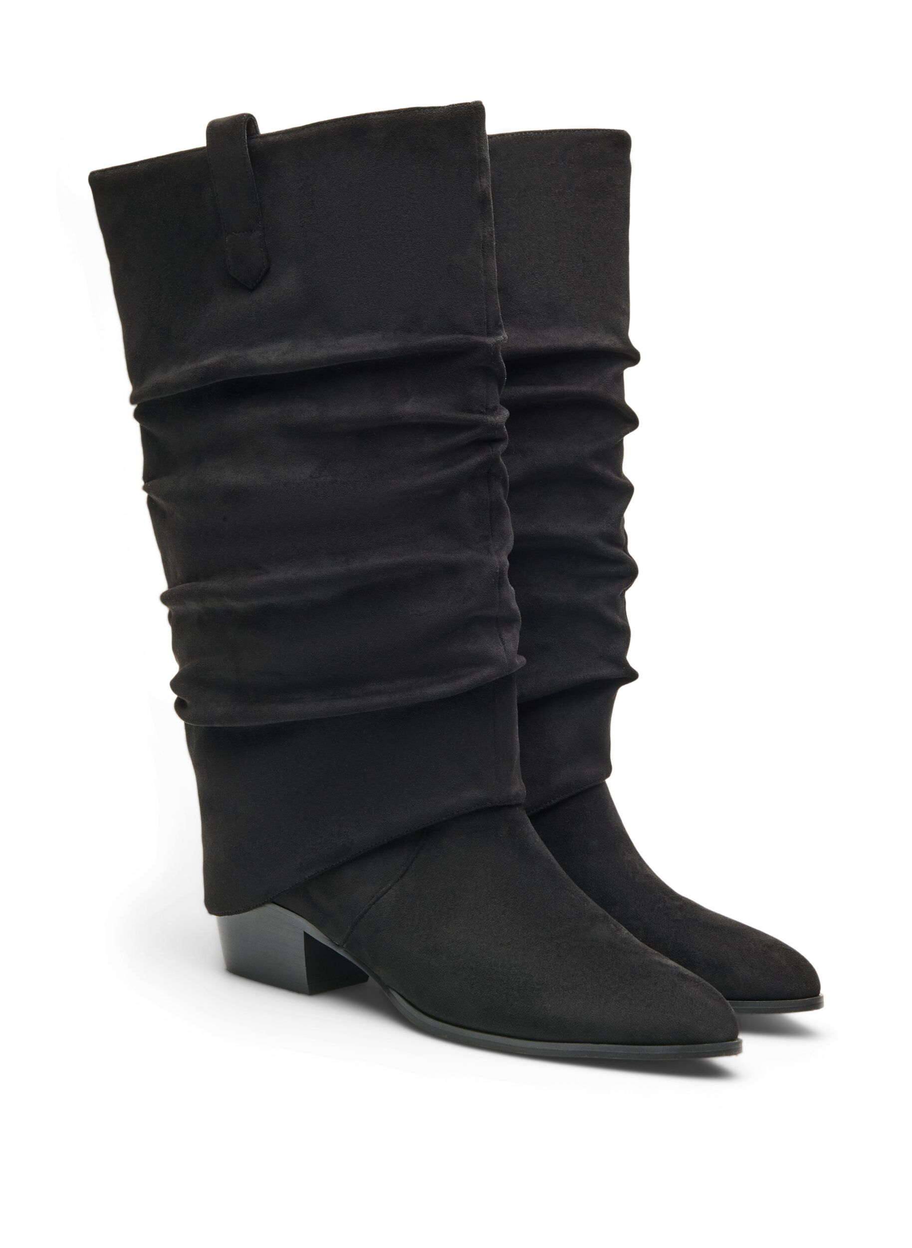 ZizziLanger Stiefel in Wildlederoptik mit abnehmbarem Schaft, Schwarz, Packshot image number 1