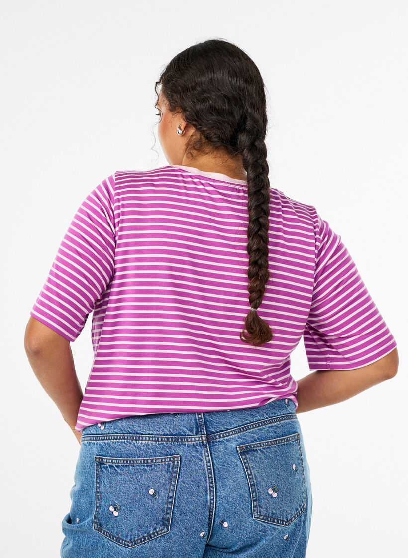 T-Shirt mit TENCEL&trade; Lyocell und Streifen, Lila, Model image number 2