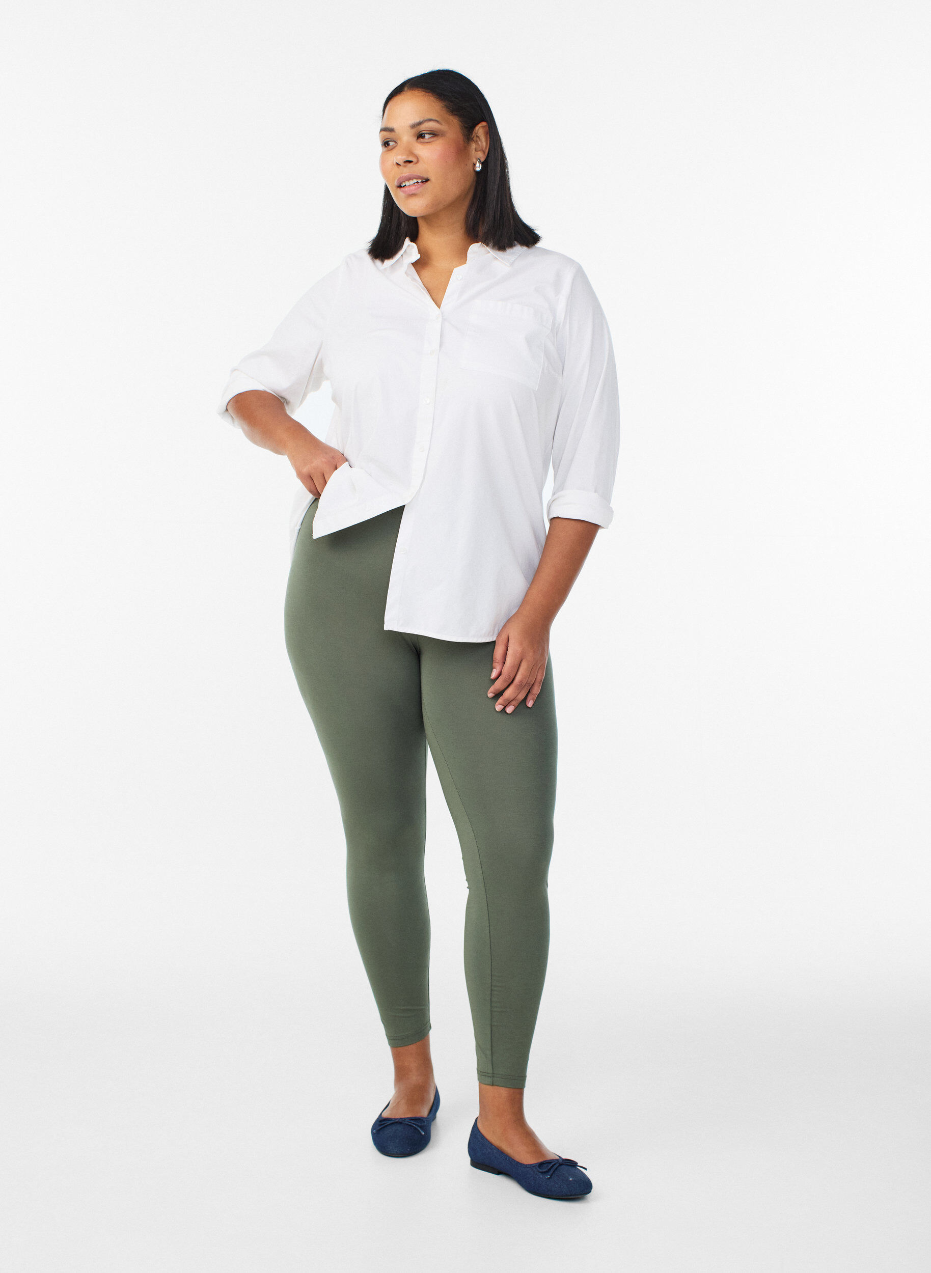 ZizziBasic Leggings aus Viskose, Gr&uuml;n, Model image number 1
