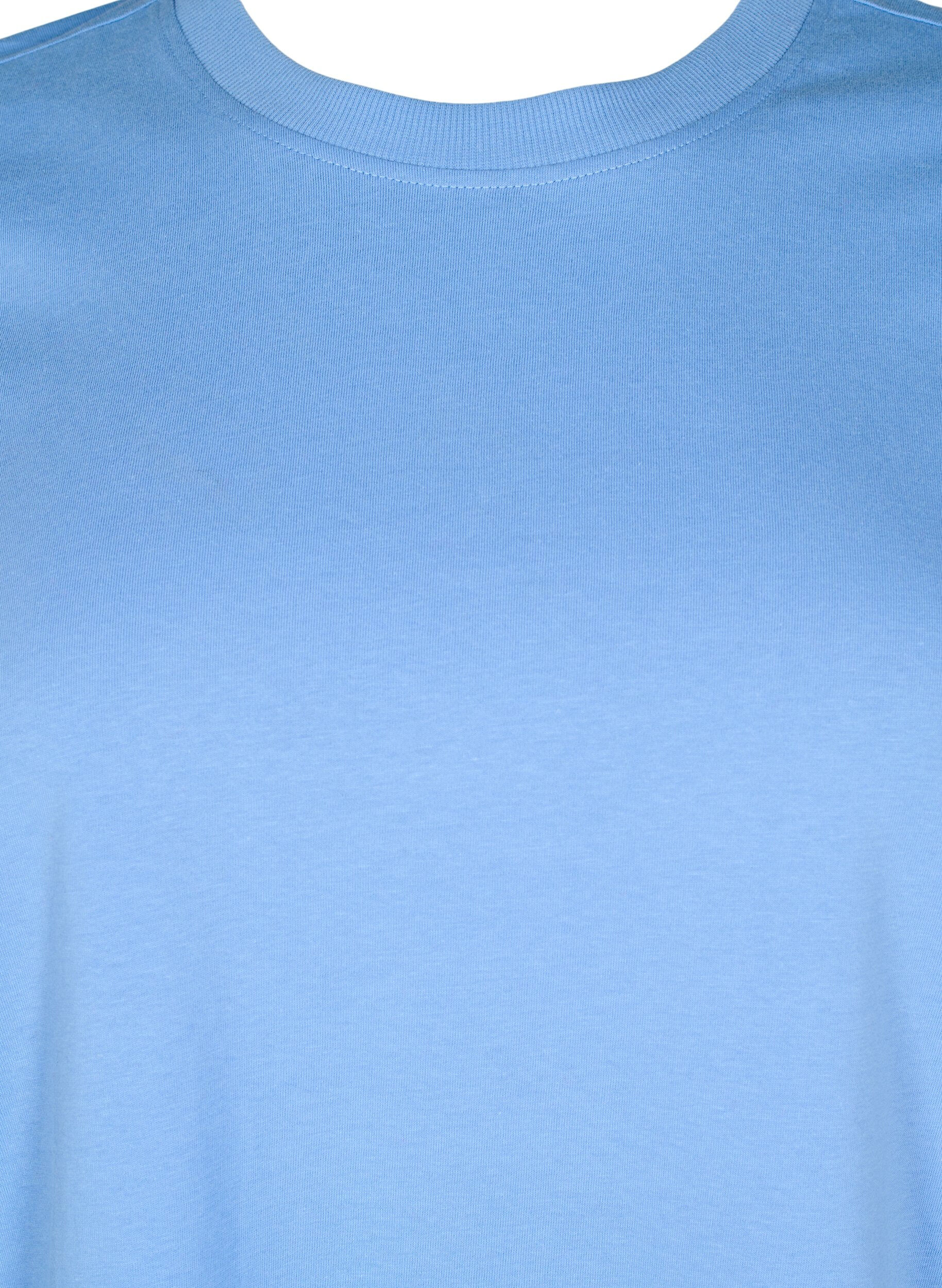 ZizziBasic T-Shirt aus Baumwolle mit Rundhalsausschnitt, Blau, Packshot image number 2