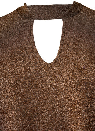 Langärmlige Glitzerbluse mit Rundhalsausschnitt und V-Detail, Black Copper, Packshot image number 2