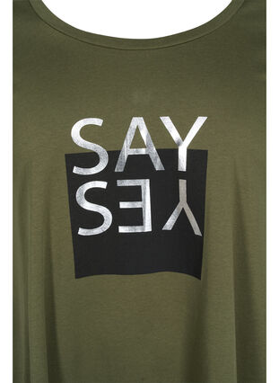 Kurzarm T-Shirt aus Baumwolle mit A-Linie, Ivy Green YES, Packshot image number 2