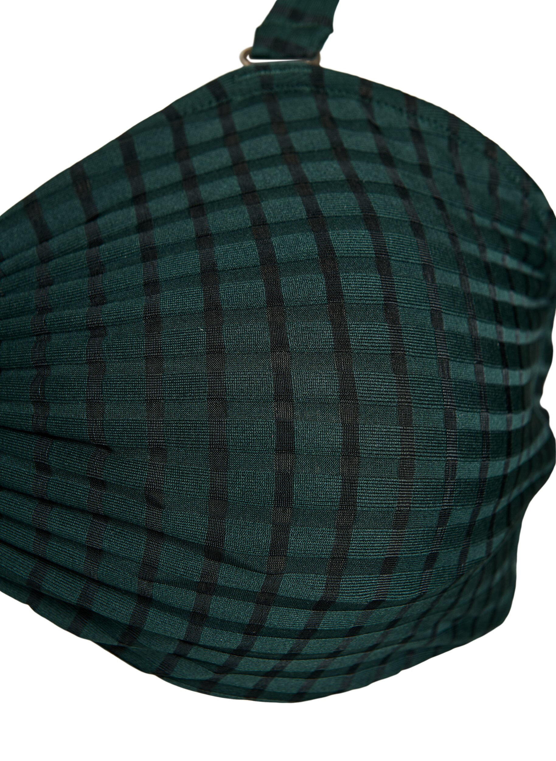 ZizziKariertes Bikinioberteil mit abnehmbaren Tr&auml;gern, Gr&uuml;n, Packshot image number 2