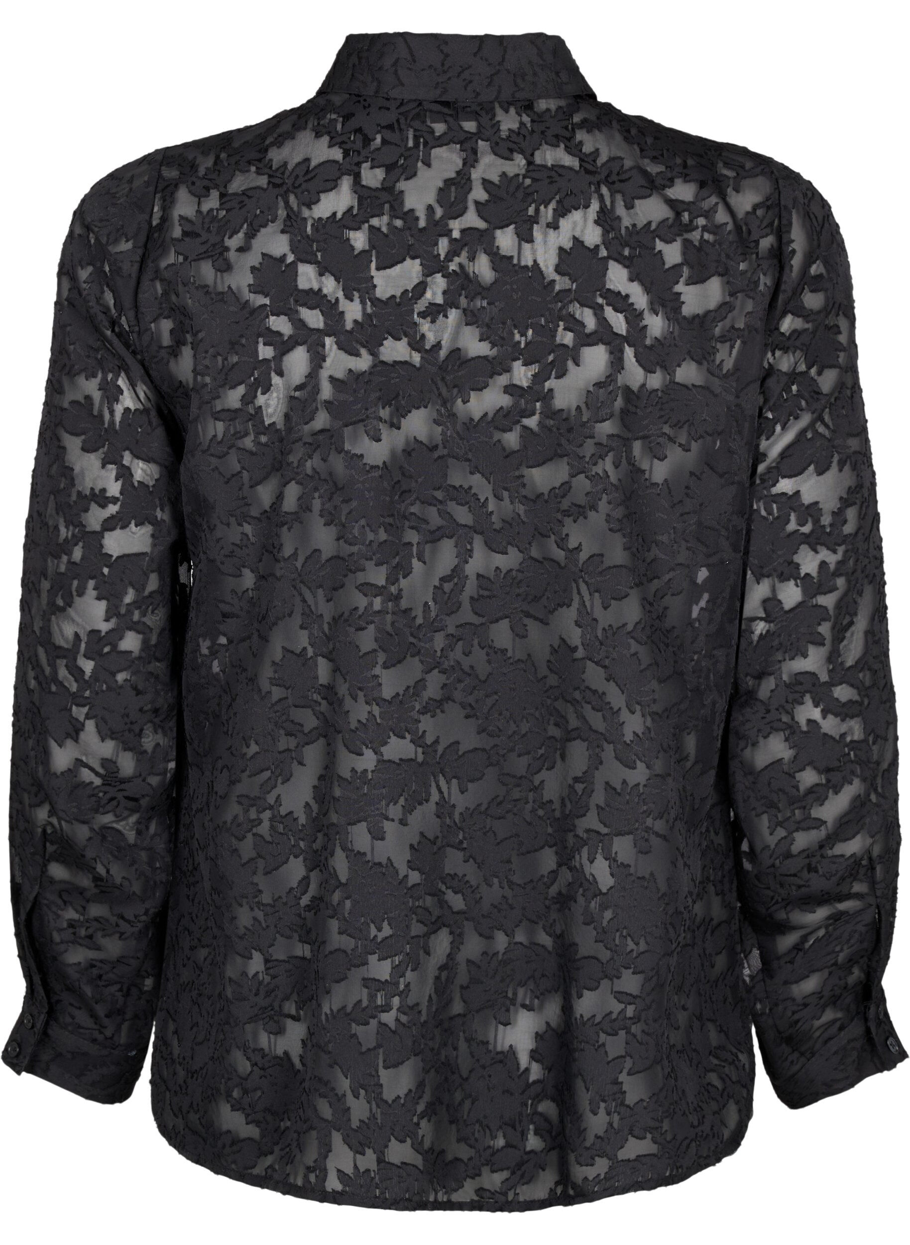 ZizziJacquard-Bluse mit Kn&ouml;pfen, Black, Packshot image number 1