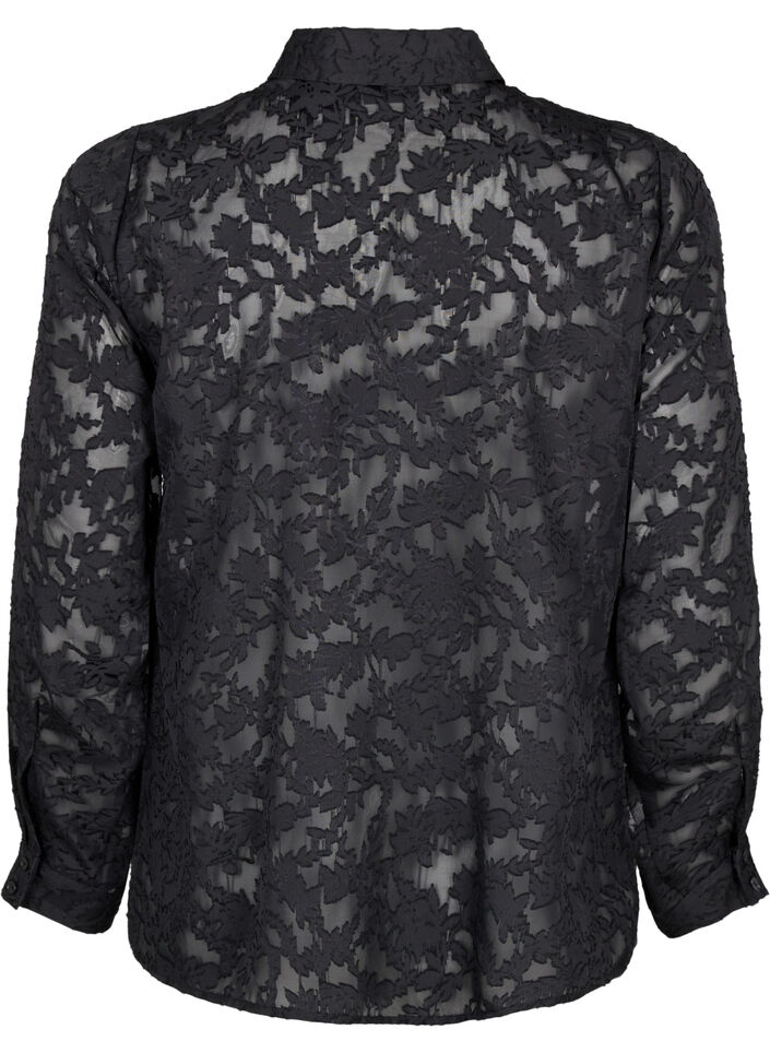 Jacquard-Bluse mit Knöpfen, Black, Packshot image number 1