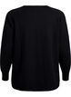 Strickbluse mit Rundhalsausschnitt und Strickmuster, Schwarz, Packshot image number 1