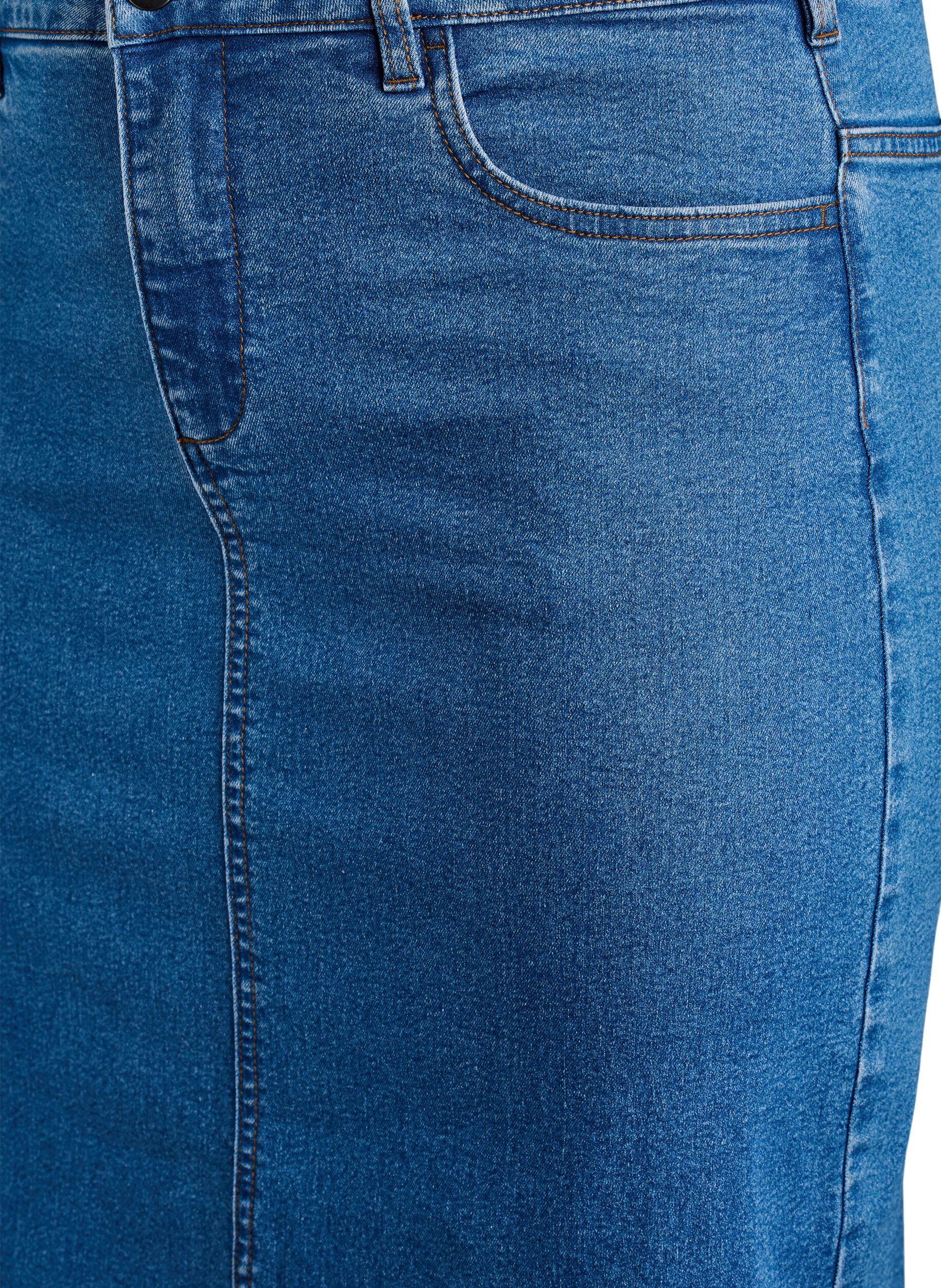 ZizziFLASH - Midi-Jeansrock mit vorderem Schlitz, Blau, Packshot image number 2