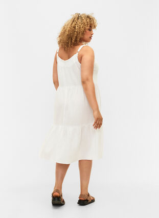 Schlichtes Trägerkleid aus Baumwolle, Bright White, Model image number 1